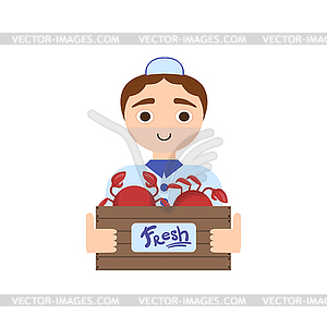 Market Crab Male Seller - vector clipart / vector image