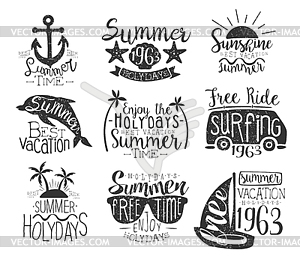 Summer Vacation Vintage Stamp Collection - vector image