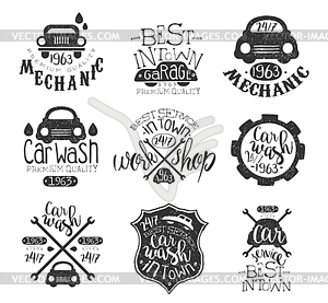 Car Wash Vintage Stamp Collection - vector clipart