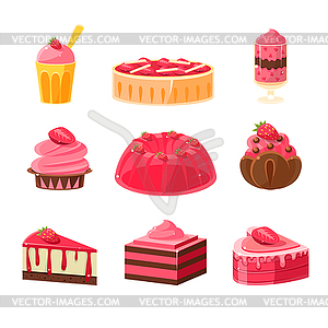 Strawberry Sweets Set - vector clipart