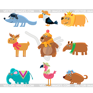 Dressed Animals Set - vector clipart