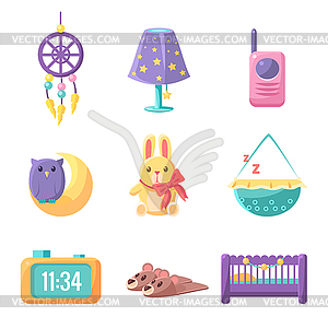 Baby Bedroom Elements Set - vector image