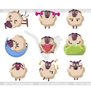 Sheep Character Activities Set - vector EPS clipart