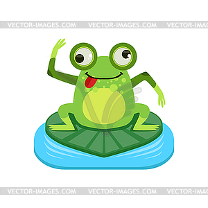 Crazy Cartoon Frog Character - vector image