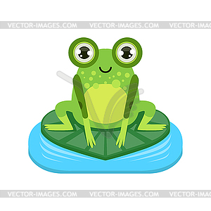Smiling Cartoon Frog Character - stock vector clipart