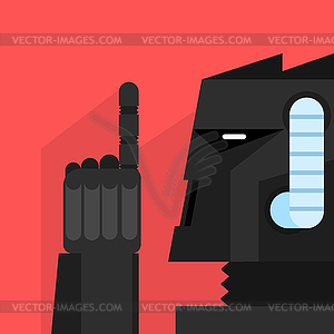 Black Robot With Finger Up - vector image