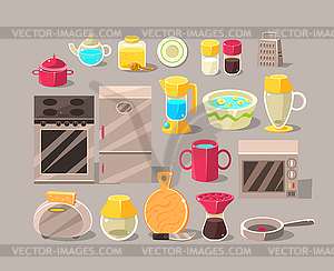 Kitchen Interior Elements Set - vector clipart