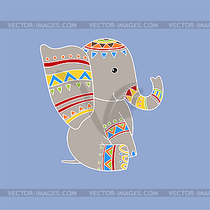 Elephant Wearing Tribal Clothing - vector EPS clipart