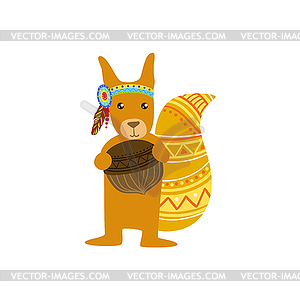 Squirrel Wearing Tribal Clothing - stock vector clipart