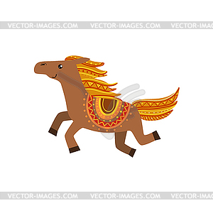 Horse Wearing Tribal Clothing - vector image