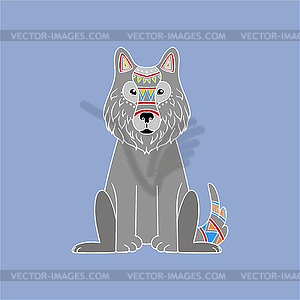 Wolf Wearing Tribal Clothing - vector image