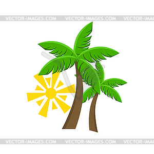 Two Palm Trees And Sun - vector EPS clipart