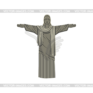 Jesus Christ Monument In Brazil - vector image