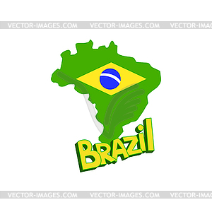 Silohuette Of Map Brazil With Flag - vector EPS clipart