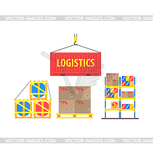 Warehouse Packs Storage Set - vector image