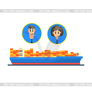 Cargo Ship And Logistic Managers Portraits - vector clipart