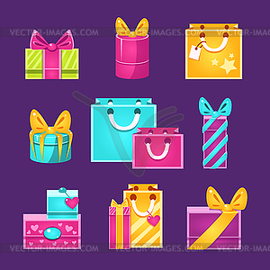 Wrapped Presents Set - vector clipart