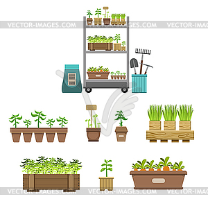 Gardening Related Objects Collection - vector image