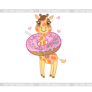 Жираф с Donut вокруг шеи - векторный дизайн