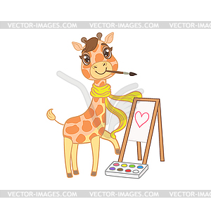 Жираф в платке живописи - векторное графическое изображение