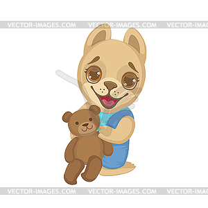 Puppy With Teddy Bear - vector image