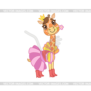 Giraffe Dressed As Princess - vector clip art