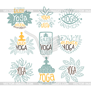 Ayurvedic Studio Vintage Stamp Collection - vector image