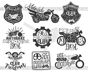 Motorbike Club Vintage Stamp Collection - vector clip art