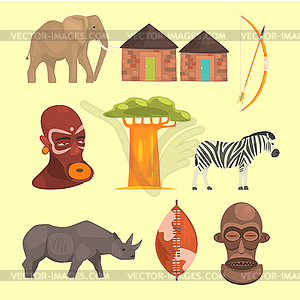 Разные символы Африки - векторизованное изображение