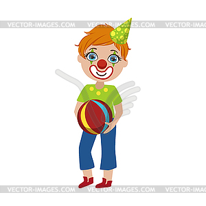 Boy In Clown Make Up - vector clipart