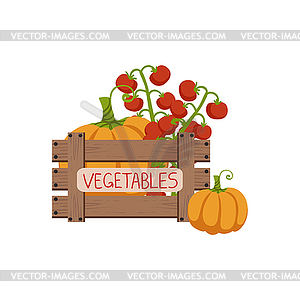 Vegetables In Wooden Crate - vector image