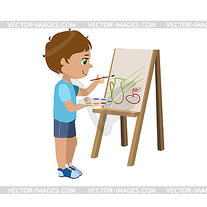 Little Boy Painting - vector clip art