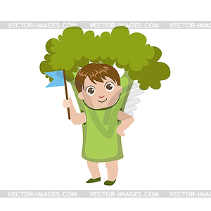 Boy Dressed As Broccoli - vector clipart