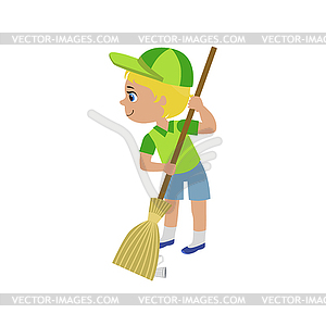 boy sweeping the floor clip art
