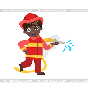 Boy Future Fireman - royalty-free vector clipart