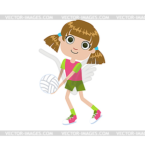 GIrl Playing Volleyball - vector image