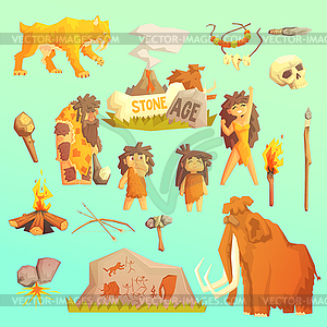 Life stone age Primitive man. Ice age - vector clipart / vector image