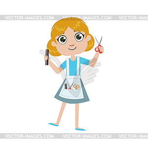 GIrl Future Hairdresser - vector clip art