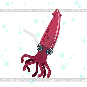 Pink Squid Drawing - vector clip art