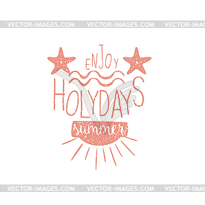 Summer Holydays Vintage Emblem With Stars - vector clipart