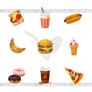 Fast Food Items Set - vector clipart