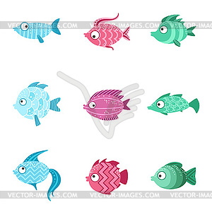 Fantastic Fish Set - color vector clipart