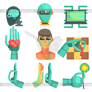 Artificial Intelligence Icon Set - color vector clipart