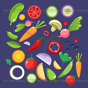 Vegetable Salad Ingredients Collection - vector clipart / vector image