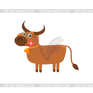 Bull With Flower and Bell - vector clipart