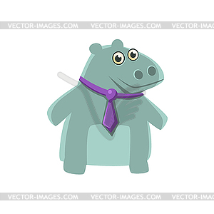 Hippo Wearing Neck Tie - vector clip art