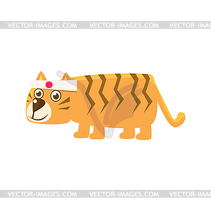 Tiger Wearing Japanese Headband - vector image