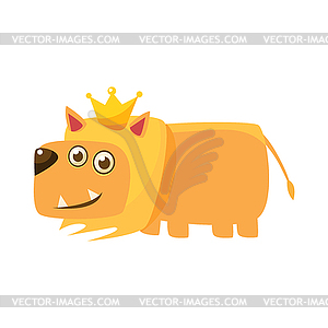 Lion Wearing Crown - vector clip art