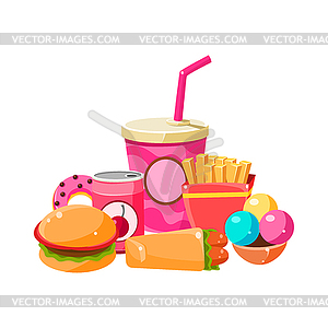 Fast Food Collection Colorful - vector clipart