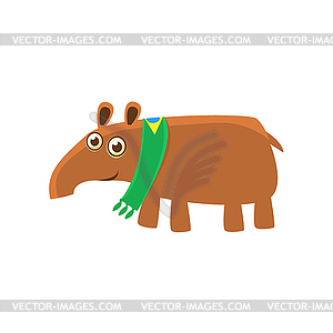 Tapir Wearing Brazilian Fan Scarf - vector clipart
